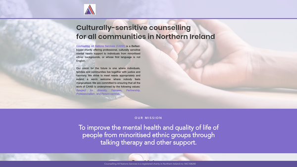 Screenshot of the Counselling All Nations Services website