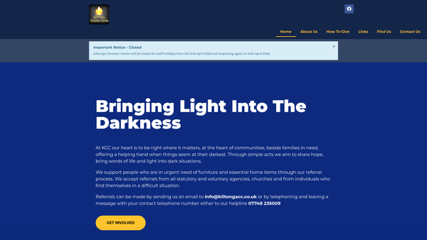 Screenshot of the Kiltonga Christian Centre Limited website