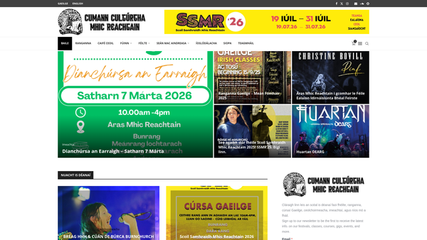 Screenshot of the Cumann Cultúrtha Mhic Reachtain (McCracken Cultural Society) website