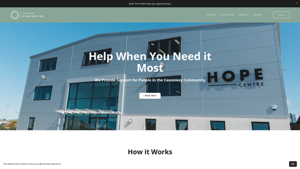 Screenshot of the Vineyard Compassion website