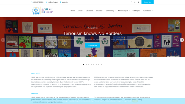 Screenshot of the Seff website