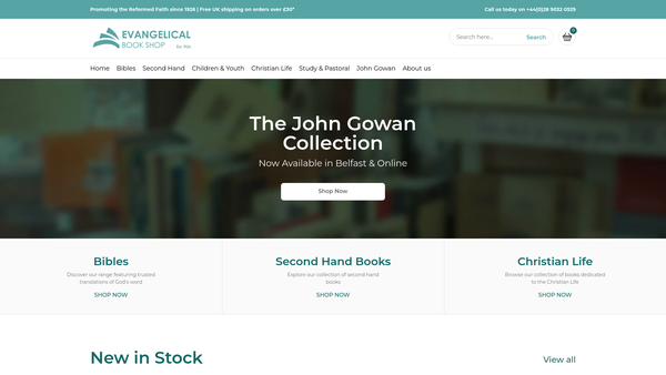Screenshot of the Evangelical Bookshop website