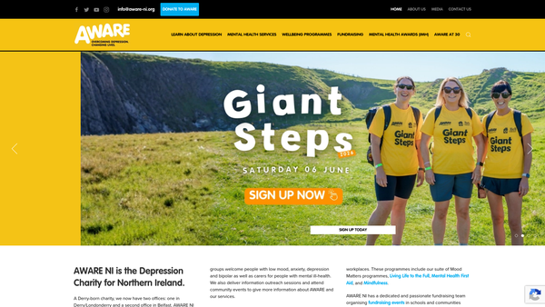 Screenshot of the Aware Defeat Depression website