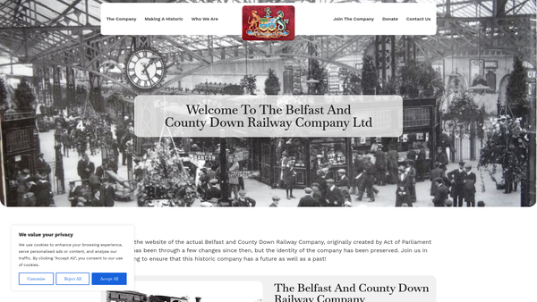 Screenshot of the The Belfast & County Down Railway Company Limited website