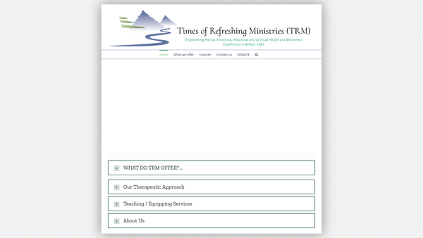 Screenshot of the Times of Refreshing Ministries Trust website