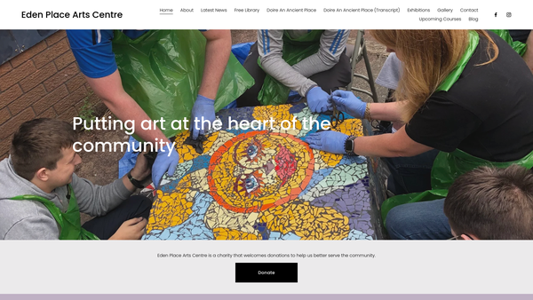 Screenshot of the Eden Place Arts Centre website
