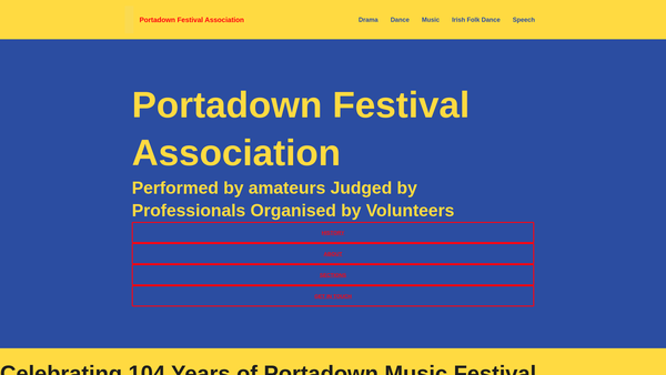 Screenshot of the Portadown Festival Association website