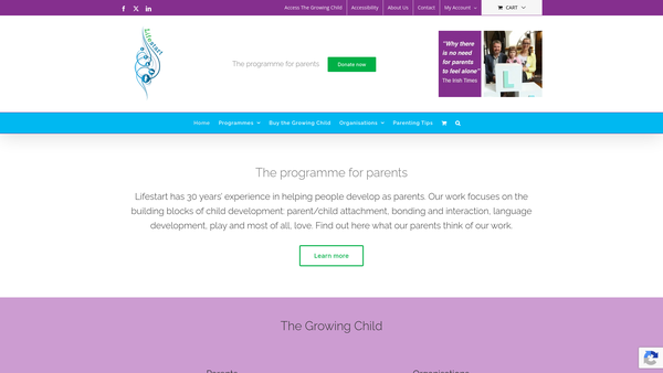 Screenshot of the Lifestart Foundation Ltd website