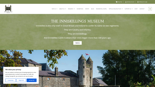Screenshot of the The Inniskillings Museum website