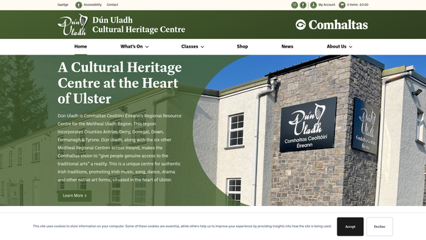 Screenshot of the Dún Uladh Limited website