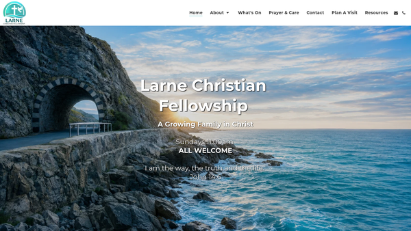 Screenshot of the Larne Christian Fellowship website