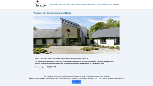 Screenshot of the Somme Nursing Home Holdings website
