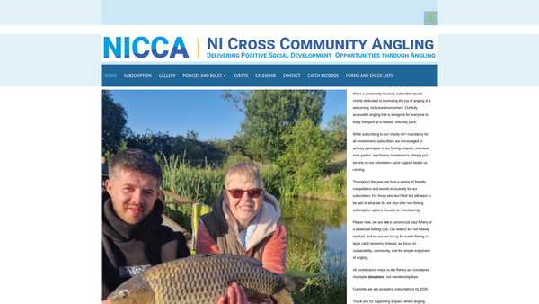 Screenshot of the Northern Ireland Cross Community Angling website