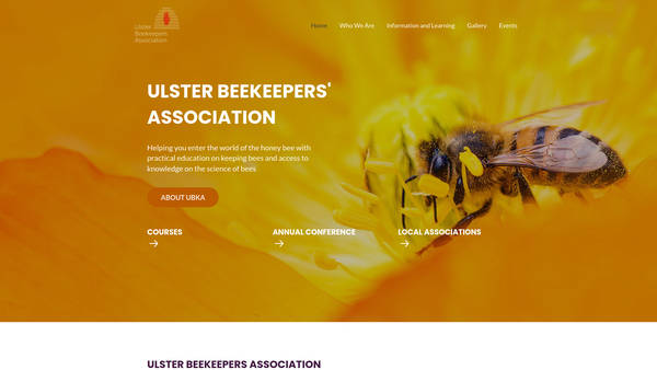 Screenshot of the Ulster Beekeepers' Association website