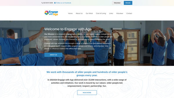 Screenshot of the Engage With Age website