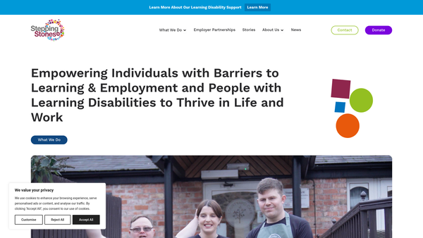 Screenshot of the Stepping Stones NI website