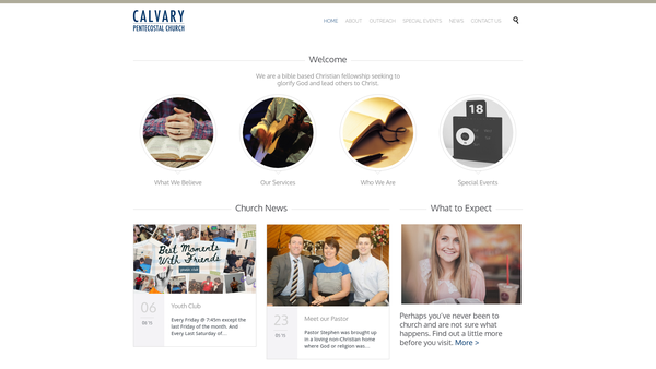 Screenshot of the Calvary Pentecostal Church website