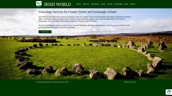 Screenshot of the Irish World Ltd website