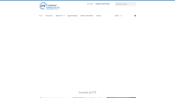 Screenshot of the Coalisland Training Services Limited website