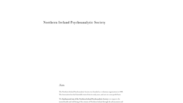 Screenshot of the Northern Ireland Psychoanalytic Society website