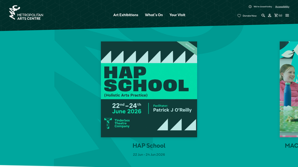 Screenshot of the The MAC (Metropolitan Arts Centre) website