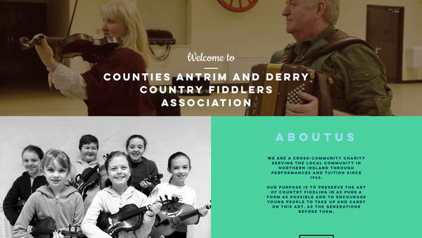Screenshot of the Counties Antrim & Derry Country Fiddlers Association website