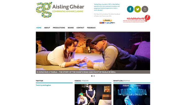 Screenshot of the Aisling Ghéar Theatre Company Limited website