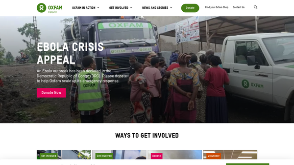Screenshot of the Oxfam Ireland website