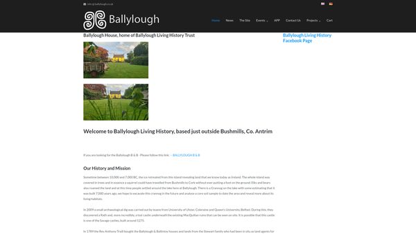Screenshot of the Ballylough Living History Trust website