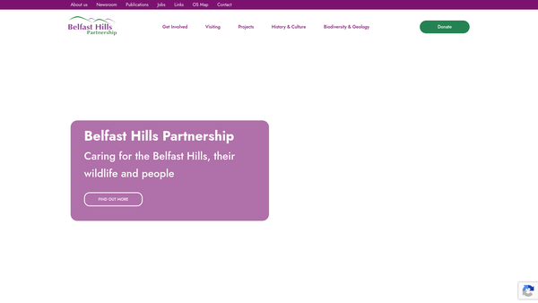 Screenshot of the Belfast Hills Partnership Trust website