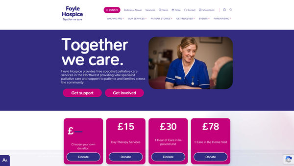 Screenshot of the Foyle Hospice website