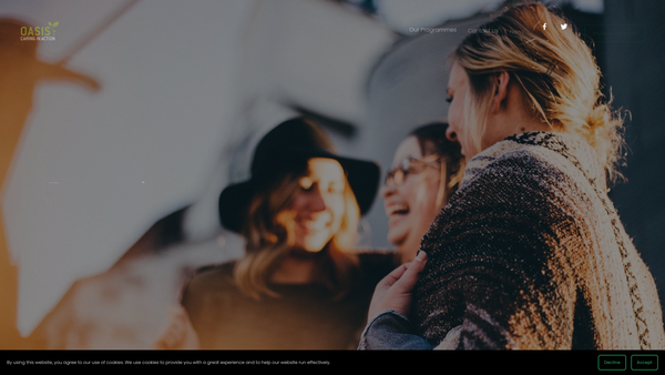 Screenshot of the Oasis - Caring In Action website