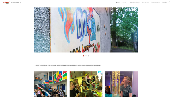 Screenshot of the Larne YMCA website