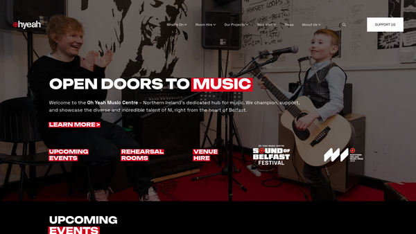 Screenshot of the Oh Yeah Music Centre Ltd website