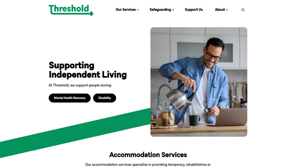 Screenshot of the Threshold Services NI website