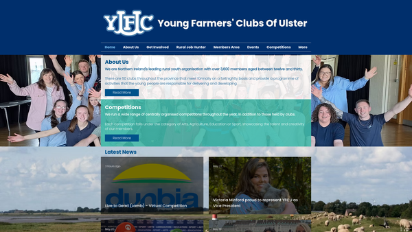Screenshot of the Young Farmers Clubs of Ulster website