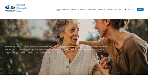 Screenshot of the Lakeland Community Care Ltd website