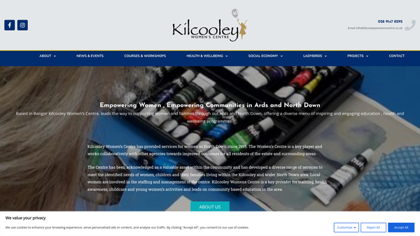 Screenshot of the Kilcooley Women's Centre website
