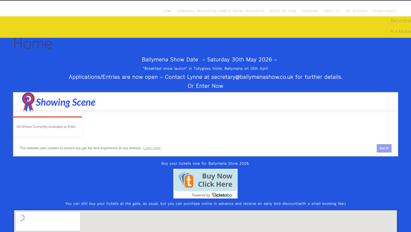 Screenshot of the County Antrim Agricultural Association website
