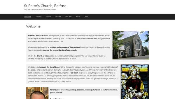 Screenshot of the Belfast/St Peter and St James/Connor/Church of Ireland website
