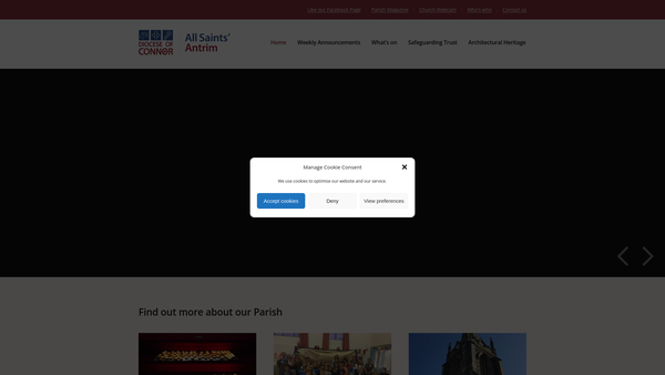Screenshot of the Antrim/All Saints/Connor/Church of Ireland website