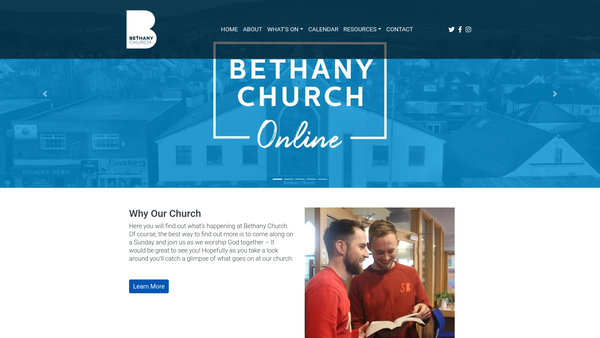 Screenshot of the Bethany Church Finaghy website