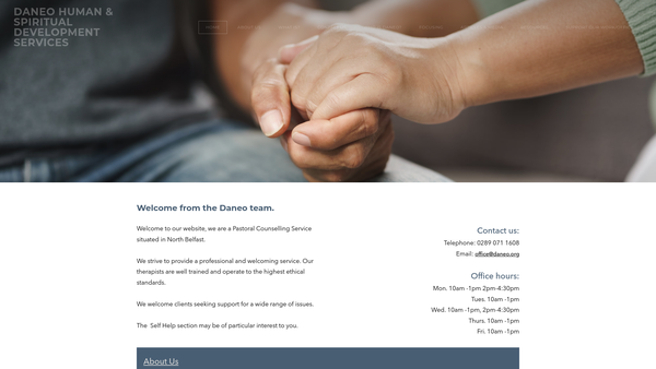 Screenshot of the Daneo Human and Spiritual Development Services website