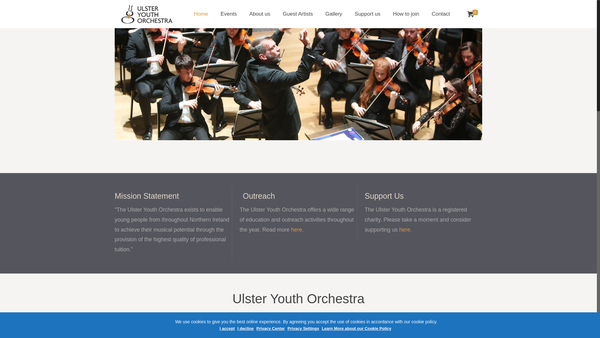 Screenshot of the The Ulster Youth Orchestra website