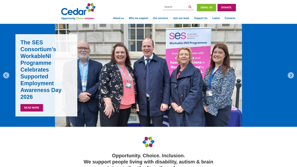 Screenshot of the The Cedar Foundation website