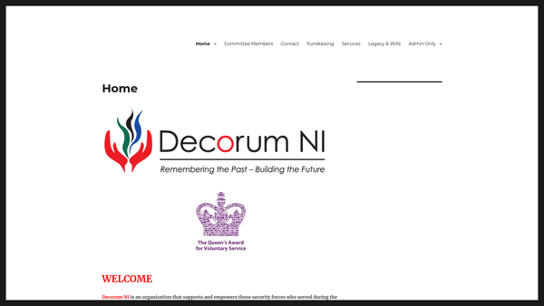 Screenshot of the Decorum NI website