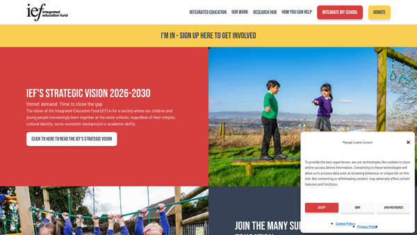 Screenshot of the The Integrated Education Fund website