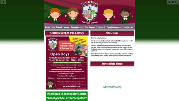 Screenshot of the Nettlefield Nursery and Primary School Parent Teacher Association website