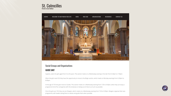 Screenshot of the St Colmcilles Parent and Toddler Group website