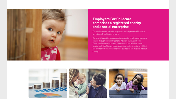 Screenshot of the Employers For Childcare website
